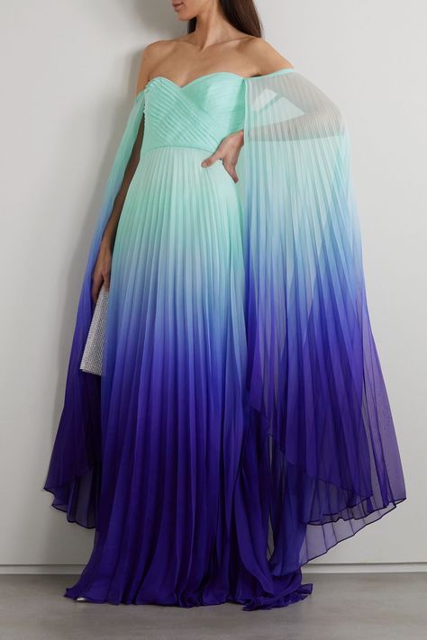 Marchesa Pleated Chiffon, Fantasy Gowns, Chiffon Gown, Handmade Dresses, Marchesa, Fantasy Fashion, Mr Porter, Guest Dresses, Satin Dresses