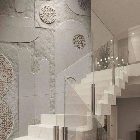 Stairs Wall Design Modern, Staircase Wall Design Modern, Modern Marble Floor, Stairs Wall Design, Staircase Wall Design, Designer Tiles, Bungalow Interior, Staircase Wall Decor, Stone Wall Design