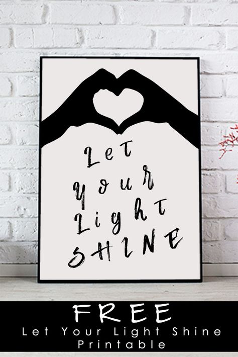 Let Your Light Shine Printable - http://www.mommyenterprises.com/moms-blog/52197/let-your-light-shine-printable/ Printable Wall Art Living Room, Summer Printables, Womens Retreat, Shine Your Light, After All These Years, Valentines School, Let Your Light Shine, Subway Art, Light Of The World