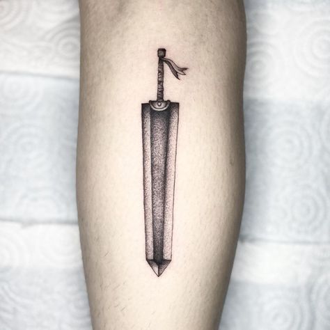 Dragon Slayer Tattoo, Berserk Tattoo Ideas, Berserker Tattoo, Berserk Tattoo, Fandom Tattoos, Slayer Tattoo, Kpop Tattoos, Blade Tattoo, Zelda Tattoo