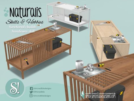 Sims 4 Simcredible Cc, Sims 4 Skills, Sims4 Furniture, Sims Furniture, Sims 4 Piercings, Sims Inspiration, Resource Furniture, Carpentry Workshop, Cc Furniture