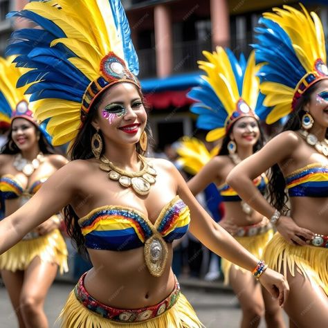 Premium AI Image | Beautiful Colombian women dancing in carnival costume sequins and feathers is a sight to behold T Women Dancing, Colombian Women, Carnival Costume, Photo Beautiful, Carnival Costumes, Premium Photo, Feathers, Carnival, Dancing