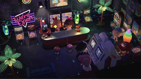 #animalcrossingnewhorizons #club Acnh Club Ideas, Acnh Karaoke Bar, Club Animal Crossing, Acnh Nightclub, Acnh Club, Salsa Club, Youth Club, Acnh Inspo, Dance Club