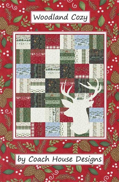 Woodland Cozy G CHD 2330 Coach House#1 at Moda Fabrics + Supplies Deer Quilt, Rustic Quilts, Panel Quilt Patterns, Woodland Winter, Finished Quilts, Cozy Quilts, Coach House, Pdf Quilt Pattern, Winter Quilts