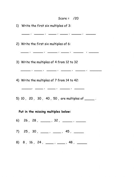 Factors And Multiples Worksheet, Multiples Worksheet, Factors Worksheet, Finding Factors, Digraphs Worksheets, Greatest Common Factors, Common Multiples, Factors And Multiples, Letter Blends