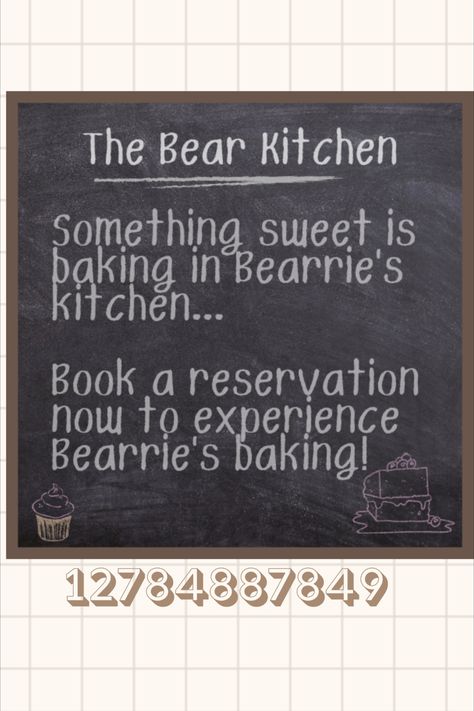 Hello everyone! I'm glad to finally be back on both pinterest and roblox (: I missed making decals and building so much. I decided to create a different version of Bear Bakery. This time, it is a more "fancy" version. But of course you can combine the old bear bakery and the current one(: enjoy these new decals for your next bakery or cafe build! #roblox #bloxburg #bloxburgdecals #robloxdecals #bloxburgcafe #bloxburgbakery Bear Bakery Bloxburg, Bakery Decals Bloxburg, Bloxburg Bakery Decals, Bakery Bloxburg, Bloxburg Bakery, Bloxburg Neighborhood, Bloxburg Halloween, Parisian Bakery, Painting Decals