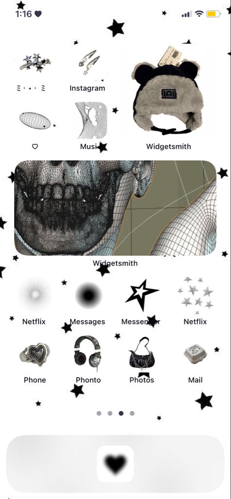 Y2k Home Screen, Iphone Icon Ideas, Grunge Layout, Ios16 Layout, Ios 16 Ideas, Phone Theme Ideas, Iphone Layouts, Y2k Phone, Phone Layouts