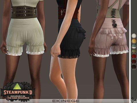 Sims 4 Cc Bloomers, Sims 4 Bloomers, Sims 4 Shorts Cc, Steampunk Shorts, Argyle Sweater Dress, Cc Clothing, Frilly Shorts, Alpha Cc, Cc Clothes