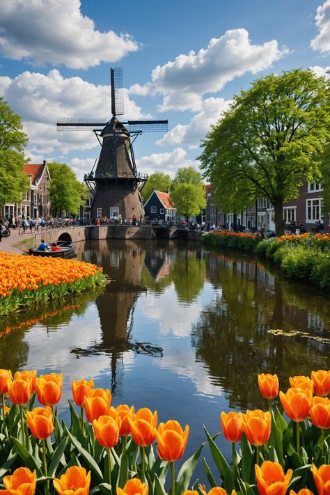 The Ultimate Netherlands Travel Itinerary: See It All in One Trip! Travel To The Netherlands, Travel Aesthetic Amsterdam, Netherlands Countryside, Spring Amsterdam, Windmill Images, Netherlands Aesthetic, Netherlands Trip, Netherlands Photography, Amsterdam Aesthetic