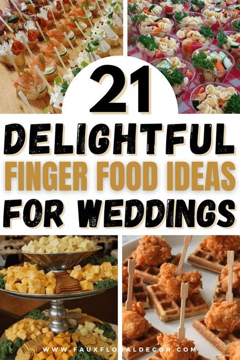 Finger foods are a fantastic choice for weddings as they are convenient and loved by guests of all ages. I have gathered the 21 best wedding finger food ideas in this post! covering ideas like food stations for wedding, charcuterie board ideas, easy make ahead appetizers for wedding, and inexpensive small bites to consider having at your wedding reception! Wedding Appetizer Bar Ideas, Finger Food For A Wedding Reception, Finger Food Wedding Buffet, Cocktail Hour Finger Foods, Grab And Go Wedding Food, Simple Wedding Finger Foods, Easy Cocktail Hour Food, Bridal Shower Small Bites, Fall Wedding Finger Foods