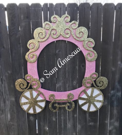 Pink and gold Princess party- pink and gold carriage- princess party- pink and gold decorations- princess selfie frame- princess photo booth prop Princess Photo Booth Frame, Princess Party Photo Booth, Photo Booths Ideas, Princess Photo Booth, Princess Selfie, Booths Ideas, Cinderella Baby Shower, Gold Carriage, Pink And Gold Decorations