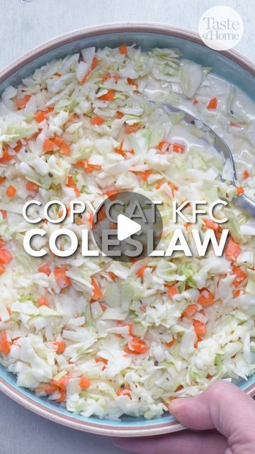 Taste of Home | This copycat KFC coleslaw recipe captures everything we love about the restaurant’s signature side dish! 🔗 Click the link in our bio for... | Instagram Kfc Coleslaw Recipe Copycat, Coslow Salad Recipe, Cole Slaw Recipe Kfc, Coslow Salad, Kfc Coleslaw Recipe Easy, Copycat Kfc Coleslaw, Easy Coleslaw Recipe, How To Make Coleslaw, Copycat Kfc