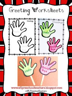 Greetings Worksheets For Kindergarten, Manners Activities, Esl Kindergarten, How To Say Hello, Worksheets For Kindergarten, Kids English, English Resources, English Activities, Teaching Preschool