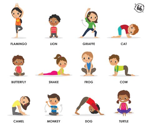 Kid Friendly Yoga, Yoga Animals, Yoga Poses Chart, Kid Yoga Lesson Plans, Animal Poses, Yoga Drawing, Yoga Lesson Plans, Kids Yoga Classes, Happy International Yoga Day