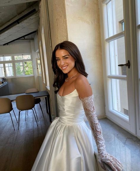 Wedding Dresses With Gloves, Beauty And The Beast Wedding Dresses, Wedding Dress With Gloves, Gloves Wedding Dress, Wedding Dress Gloves, Italy Wedding Dress, Wedding Dress Alterations, Timeless Wedding Dress, Aline Wedding Dress