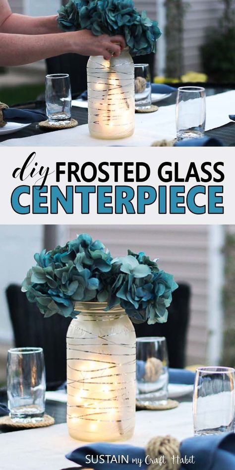 Repurpose those glass pickling jars into beautiful, rustic DIY centerpieces perfect for weddings, Christmas or any occasion! #rusticwedding #weddingdecor #diylantern #masonjarcraft #weddingcenterpiece #centerpieces #centerpieceideas  via @sustainmycrafth Convention Decorations, Rustic Diy Centerpieces, Glass Jar Centerpieces, Pickle Jar Crafts, Centerpieces Quinceanera, Diy Mason Jar Lights, Frosted Mason Jars, Centerpieces Rustic, Quinceanera Centerpieces