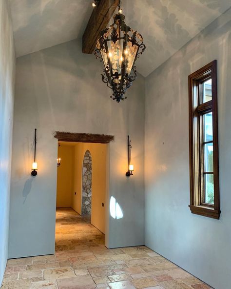 Color Atelier Lime Paint in colors Whispering Blue and Light Custard - San Francisco - by Color Atelier Paint & Plaster Light Blue Limewash Walls, Limestone Wash, Atelier Paint, Color Atelier, Lime Wash Paint, Lime Wash Walls, Limewash Walls, Rustic Master, Plaster Wall Lights