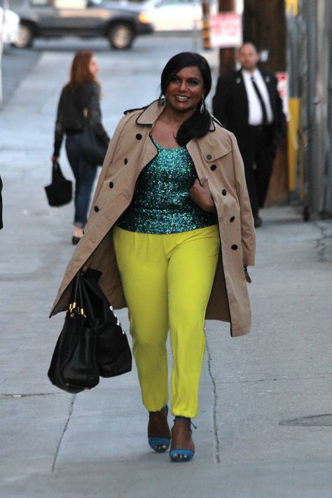 In Los Angeles on March 31, 2014.   - Cosmopolitan.com Mindy Kaling Style, Ciara Wilson, Candace Cameron, Candace Cameron Bure, Sequined Top, Mindy Kaling, Yellow Pants, Kate Hudson, Miranda Kerr