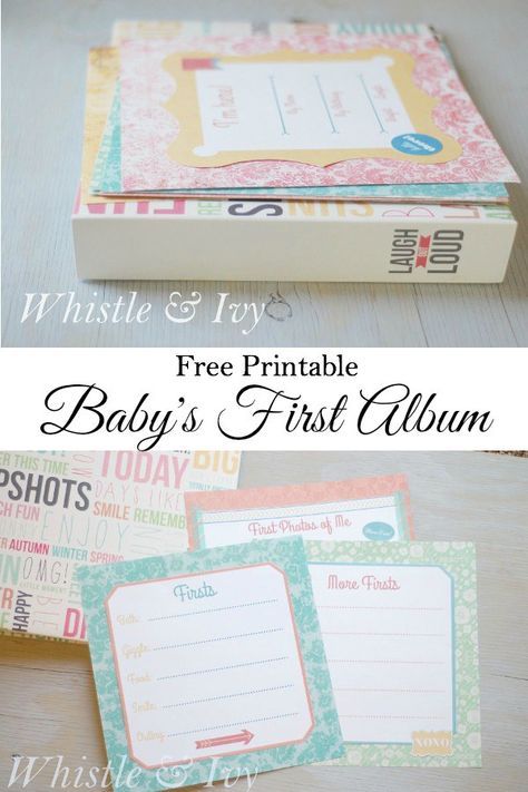 Free Printable Baby Album - Make a keepsake album with all your baby’s firsts Diy Baby Album Ideas, Diy Baby Book, Baby Album Design, Baby Book Pages, Baby Books Diy, Books Diy, Baby Record Book, Baby Magic, Baby Layouts