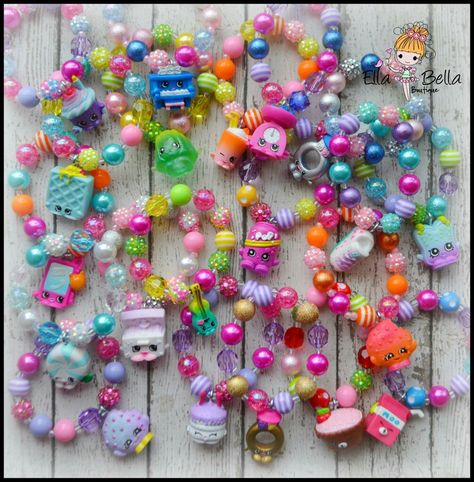 Shopkins bracelet, chunky bracelet, bead size 12mm Chunky Bead Necklaces, Chunky Necklaces, Chunky Bracelet, Necklace Ideas, Bead Necklaces, Bracelet Bead, Chunky Bracelets, Chunky Beads, Chunky Necklace