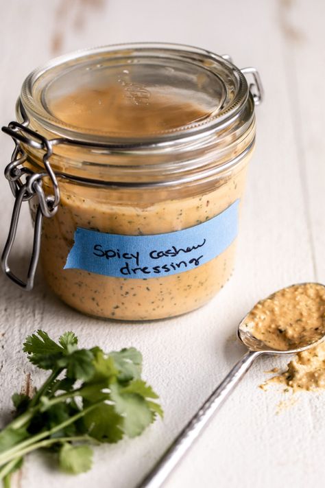 Cashew Dressing Recipe, Flexitarian Meal Plan, Spicy Cashew Dressing, Cashew Salad, Asian Chili Sauce, Cashew Dressing, Spiced Cashews, Spicy Cashews, Vegan Salad Dressing