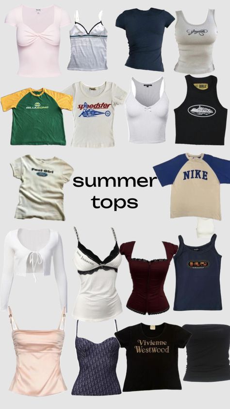 Summer Clothing Pieces, Summer Outfits Y2k Aesthetic, Summer Outfit Inspo Y2k, Summer Tops Y2k, Cute Y2k Summer Outfits, Summer Outfits Covered Up, Y2k Summer Clothes, Summer Outfit Y2k, Mens Outfits Business Casual