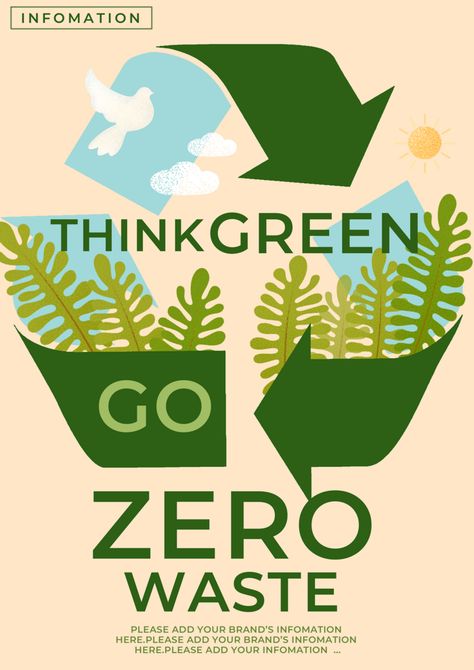 Recycling Environmental Zero Waste Flyer Poster#pikbest#Templates#Flyer Sustainable Graphic Design Poster, Waste Sorting Poster, Recycling Poster Ideas, Sustainability Poster Design, Waste Signage, Recycle Poster Design, Recycled Poster, Sustainable Poster, Sustainability Poster