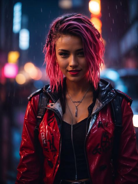 Cyberpunk Woman Character Inspiration, Cyberpunk Redhead, Cyberpunk Hairstyles, Cyberpunk People, Chica Hip Hop, Cyberpunk Photography, Cosplay Tattoo, Cyberpunk Women, Cyberpunk 2020