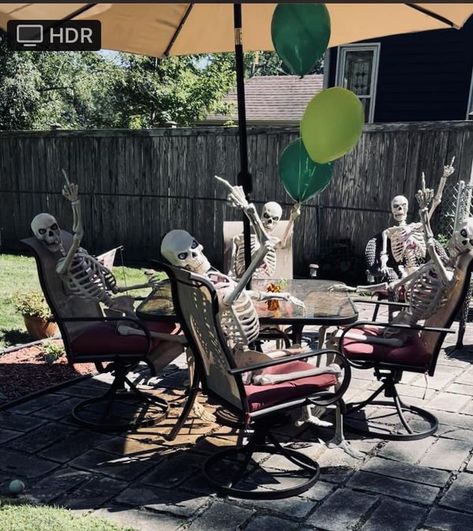 Ultra Posable Halloween Skeletons - Wild ones!! | It’s Augtober, party on Garth🎃 | Facebook Posable Skeleton, Homemade Halloween Decorations, Scary Halloween Decorations, Homemade Halloween, Halloween Stuff, Holiday Humor, Outdoor Halloween, Halloween Outdoor Decorations, Samhain