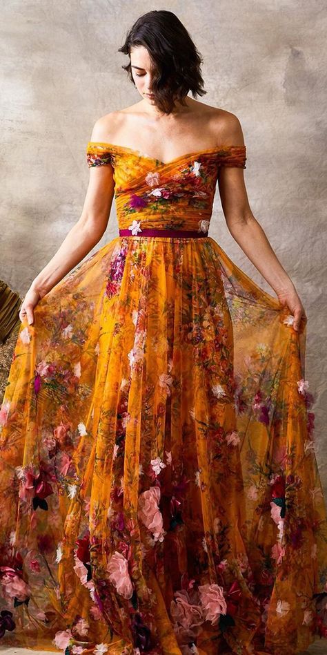 Wedding Dresses Colored, Floral Wedding Dresses, Floral Wedding Dress, Boho Beauty, Wedding Dress Trends, Colored Wedding Dresses, Gorgeous Gowns, Unique Dresses, Mode Inspiration