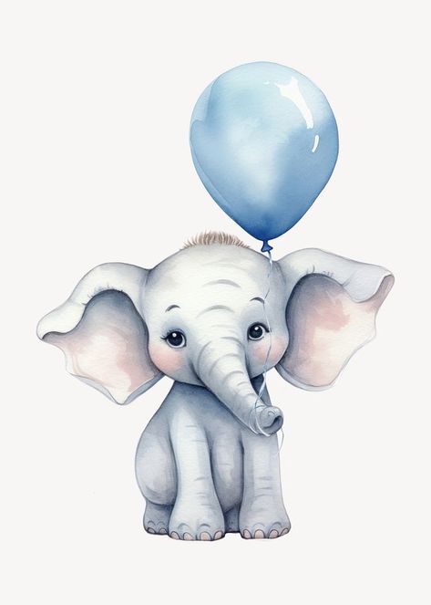 Balloon elephant, animal watercolor illustration | free image by rawpixel.com / Aum Elephant Illustration Cute, Cute Elephant Illustration, Elephant With Balloon, Baby Elephant Cartoon, Balloon Elephant, Cute Elephant Cartoon, Elephant Cartoon, Baby Shower Images, Shower Images