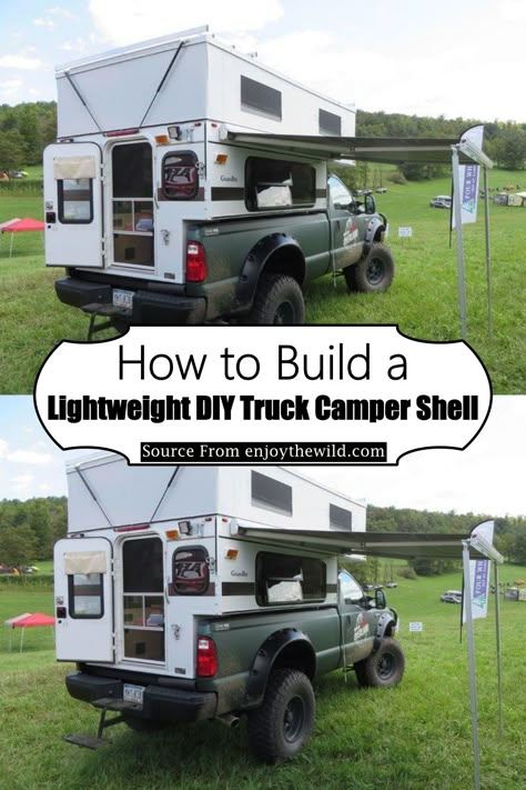 18 DIY Camper Shell Plans You Can Build Easily - DIYs Craftsy Camper Projects, Survival Truck, Diy Truck Camper Interior, Diy Popup Camper, Pickup Truck Camper, Trailer Camper Ideas, Homemade Camper How To Build, Diy Slide In Camper, Pickup Camper Diy