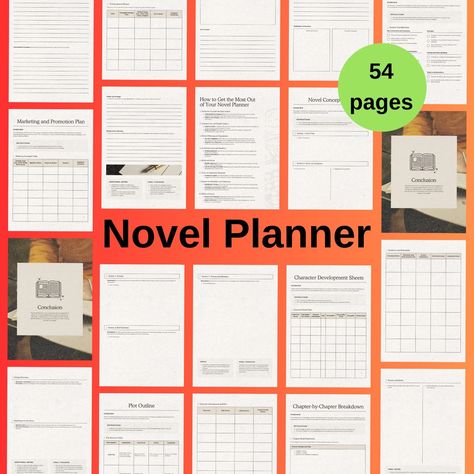 Novel Planner Story Planner Template, Novel Planner Template, Story Planner, Novel Planner, Goal Setting Sheet, Plot Structure, Plot Outline, Writing Goals, Planner Pdf