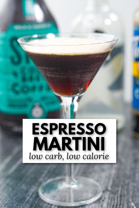 This keto espresso martini drink not only is sugar free and low carb but it has the added benefit of caffeine! Though you can make this decaf as well. The coffee flavor of this espresso martini is enhance with sugar free coffee syrup and shot of vanilla vodka to make a tasty and fun cocktail. Each drink has just 93 calories and no carbohydrates! Low Calorie Espresso Martini, Keto Espresso Martini, Bartending Recipes, Low Calorie Coffee, Martini Recipes Easy, Sugar Free Coffee, Birthday Martini, Sugar Free Coffee Syrup, Bartender Recipes