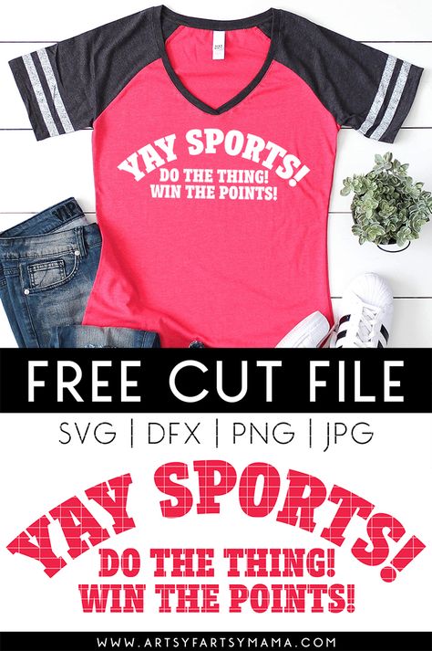 Free "Yay Sports" SVG Cut File #freesvg #freecutfile #sports #svg #cricutcrafts #cricutshirt #diyshirt #gameday #gamenight #tailgating #football #baseball Diy Sports Shirts, Cricut Svgs, Make Your Own Shirt, Free Cricut, Free Sport, Craft Quotes, Free Cut Files, Cricut Free, Silhouette Cameo Projects