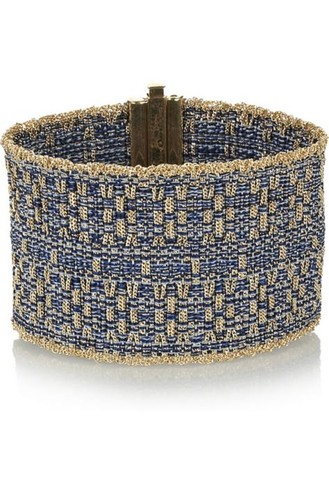 ⦿ Đƹɲɨʍ ⦿ Weaving Jewellery, Traditional Handwoven Jewelry, Handwoven Gold Bracelet Jewelry, Handwoven Gold Bracelet, Blue Handwoven Jewelry, Blue Handwoven Bracelet, Hipster Wedding, Fiber Jewelry, Textile Jewelry