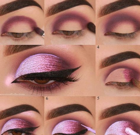 Pink Eye Makeup Tutorial, Morphe Palette Looks, Natural Eye Makeup Step By Step, Eye Makeup Tutorial For Beginners, Smokey Eyes Tutorial, Easy Eye Makeup Tutorial, Color Mascara, Easy Eye Makeup, Light Eyebrows