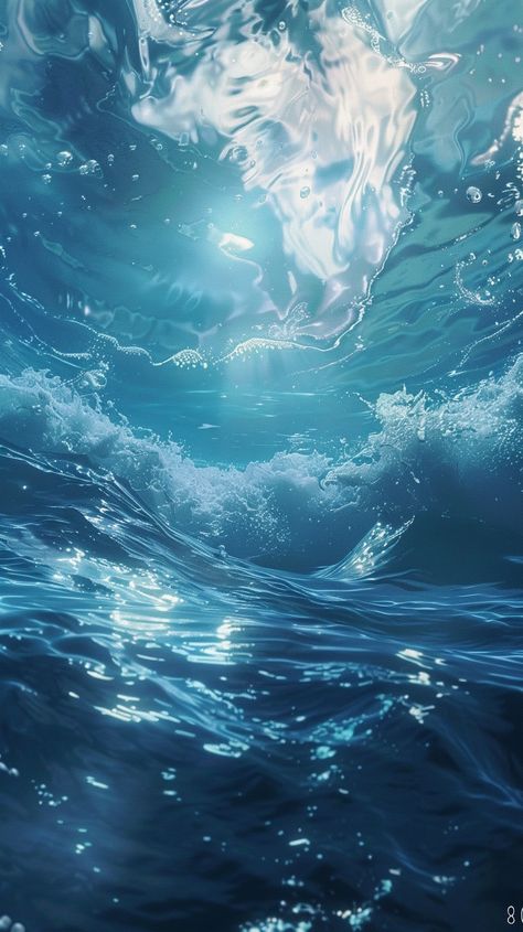 Photorealistic Underwater Waves Panorama Wave Underwater, Bottom Of Ocean, Underwater Scenery, Underwater Background, Inspirational Digital Art, Rosé Phone, Ocean Underwater, Waves Photography, Dragon Quest