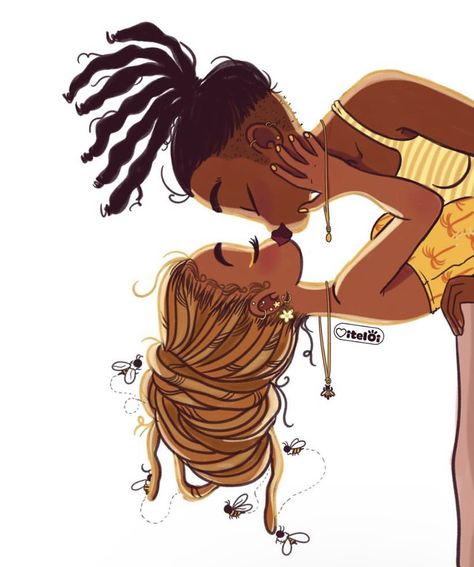 Love is love Beauty Drawings, Black Couple Art, Art Couple, Lesbian Art, Black Cartoon Characters, Black Art Painting, Lgbt Art, Queer Art, Black Cartoon