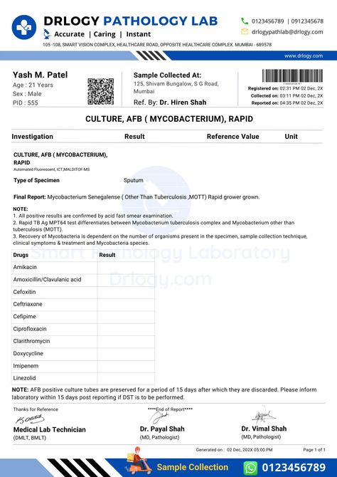 Mycobacterial Culture Report Format Sample PDF | Drlogy Pathology Lab Report Format Report Format, Medical Report, Medical Laboratory Technician, Pathology Lab, Laboratory Technician, Lab Report, Medical Laboratory, Bacterial Infection, Lab