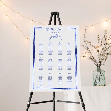 Hand Written Seating Chart, Blue Wedding Seating Chart, Riviera Aesthetic, 12 Tables, Wedding Seating Charts, French Blue Wedding, Find Your Seat Sign, Celebration Decorations, Riviera Wedding