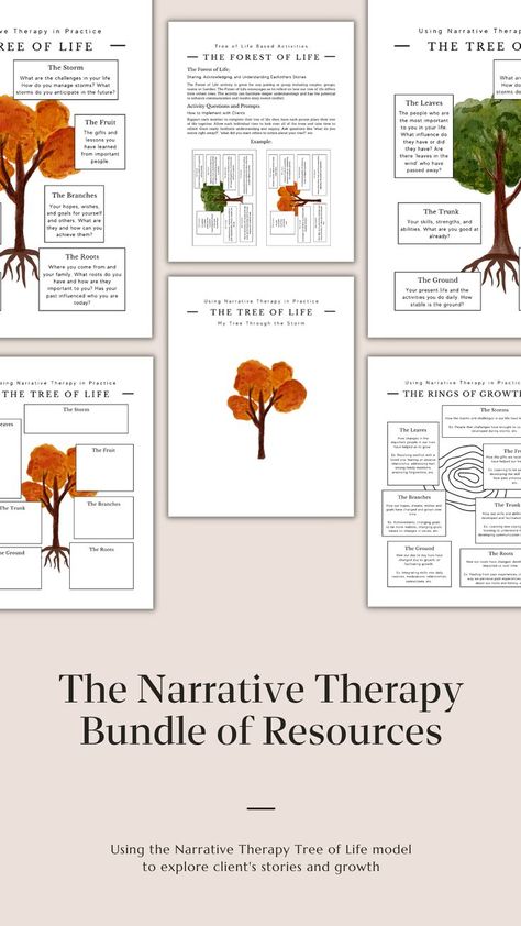 Narrative Therapy Tree Of Life, Narrative Therapy Activities, Activities For Mental Health, Narrative Therapy, Mental Health Worker, Health Workers, Self Exploration, Therapy Tools, The Tree Of Life