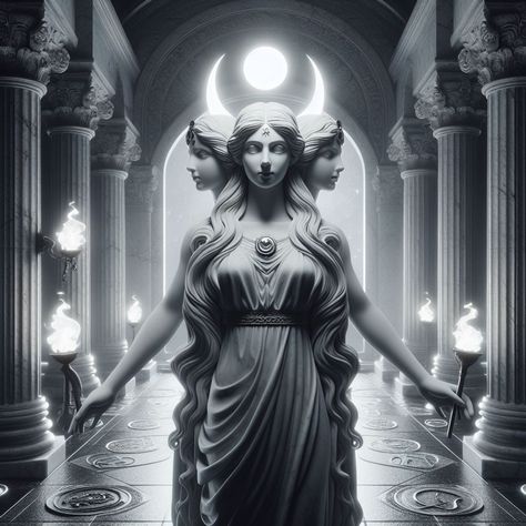 #hecate #hekate #darkacademia #darkaesthetic #moon #art Hekate Images, 3 Moon Goddess, Hekate Goddess Art, Hecate Goddess Art, Triple Moon Goddess Art, Hekate Art, Hekate Aesthetic, Hecate Triple Goddess, Hekate Tattoo