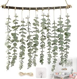 Eucalyptus Wall Hanging, Fake Eucalyptus, Rustic Wall Hangings, Boho Bathroom Decor, Feuille Eucalyptus, Dining Room Remodel, Artificial Eucalyptus, Vine Wall, Rustic Bathroom Decor