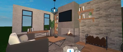 A 3x4 living room, around 6,000 $ (no gamepass needed) Welcome To Bloxburg, Industrial Living Room, Industrial Living, Industrial Livingroom, Room Idea, Living Room