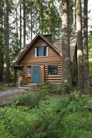 Log Cabin Living, Little Cabin In The Woods, Cabin Inspiration, Cabin In The Mountains, Forest Cabin, Tiny Cabins, Cottage Cabin, Cabin Living, Little Cabin