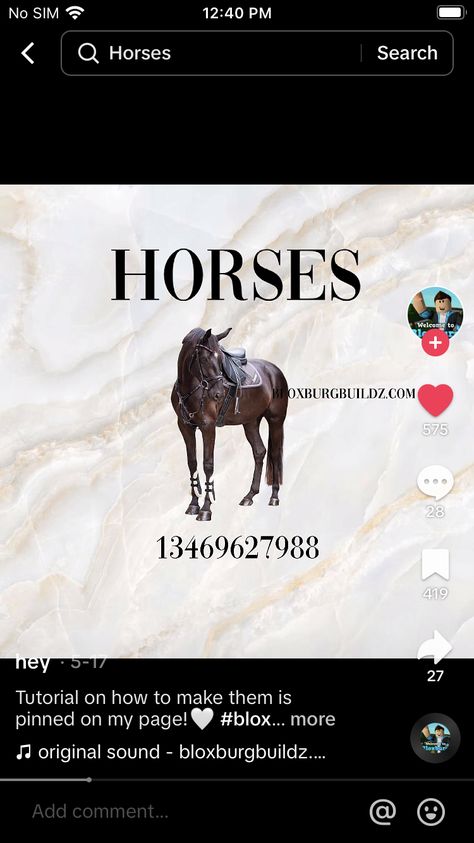 Bloxburg Stables, Bloxburg Horse Stables, Horse Decals Bloxburg, Bloxburg Animals, Bloxburg Dog Decal Codes, Bloxburg Farm, Bloxburg Castle, Bloxburg Painting, Horse Decals