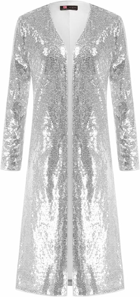 Yellow Sequin Duster for Women Sparkle Coats Metallic Lightweight Shiny Cardigan(Light Gold,L) at Amazon Women’s Clothing store Glitter Cardigan, Sequin Duster, Sequin Coats, Evening Gala, Sequin Cardigan, Cardigan Long Sleeve, Open Front Jacket, Sequin Jacket, Cardigan Long