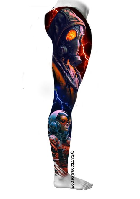 Color Leg Tattoos, Colored Leg Tattoo, Full Leg Tattoo Men, Tattoo Cover-ups, Photoshop Tattoo, Koi Tattoo Sleeve, Bio Organic Tattoo, Egyptian Tattoo Sleeve, Colorful Tattoo