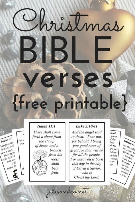 Christmas Bible Verses (Free Printable!) | I love these inspirational verses to help get in the Christmas spirit! | http://julesandco.net Heavenly Pictures, Bible Verse Cards Printable, Morning Bins, Verses For Kids, Christmas Verses, Christmas Scripture, Christmas Card Sayings, Christmas Bible Verses, Family Bible